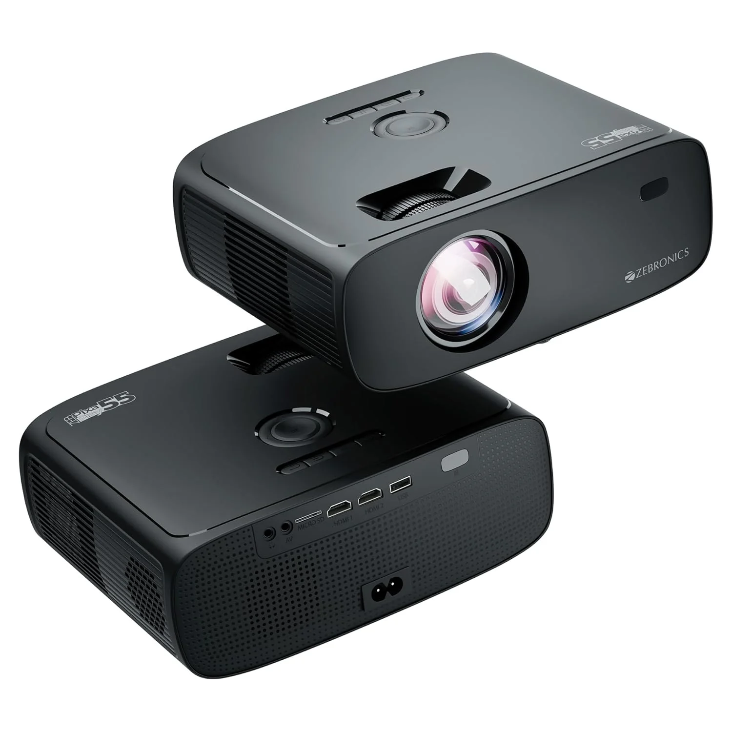 ZEBRONICS PIXAPLAY 55, Smart Projector, 8000 Lumens, 4K Support, 150 Inch Screen Size, Quad Core Processor - Image 2