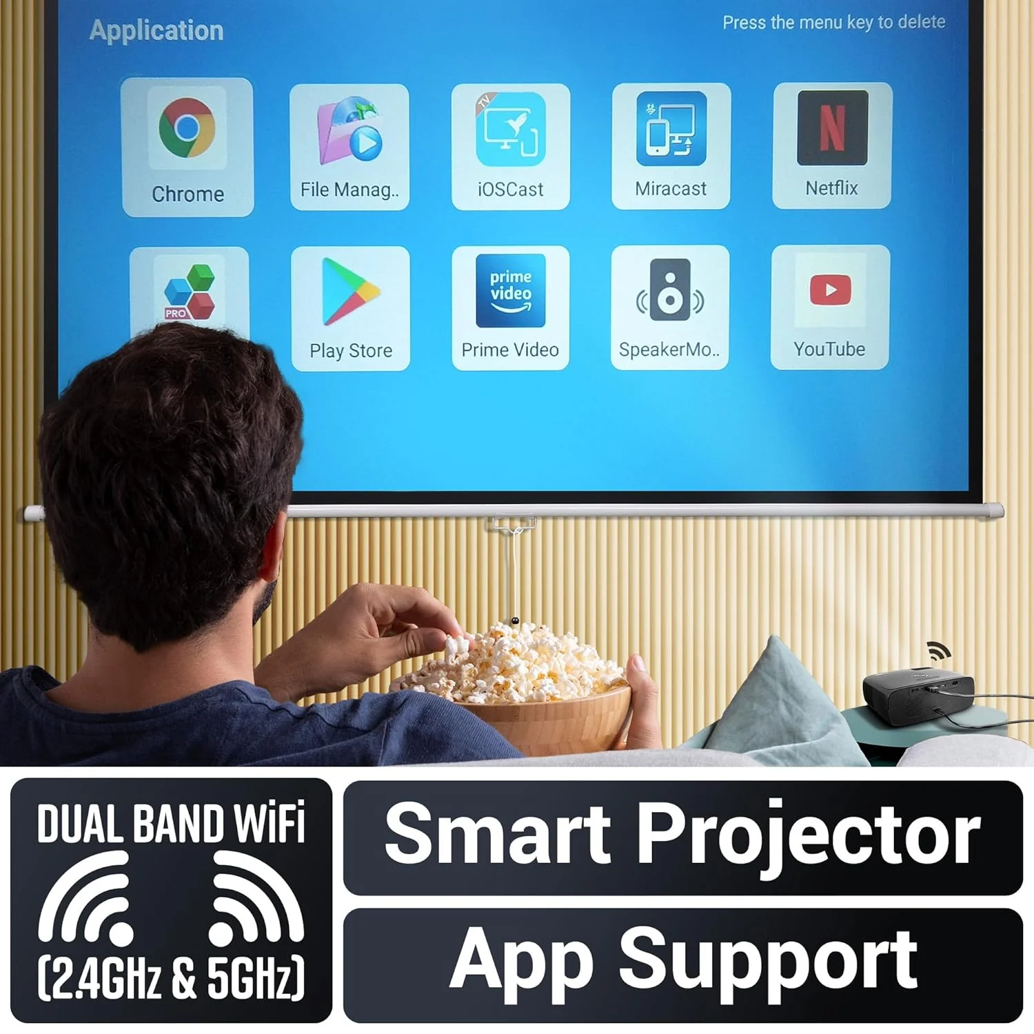 ZEBRONICS PIXAPLAY 55, Smart Projector, 8000 Lumens, 4K Support, 150 Inch Screen Size, Quad Core Processor - Image 3