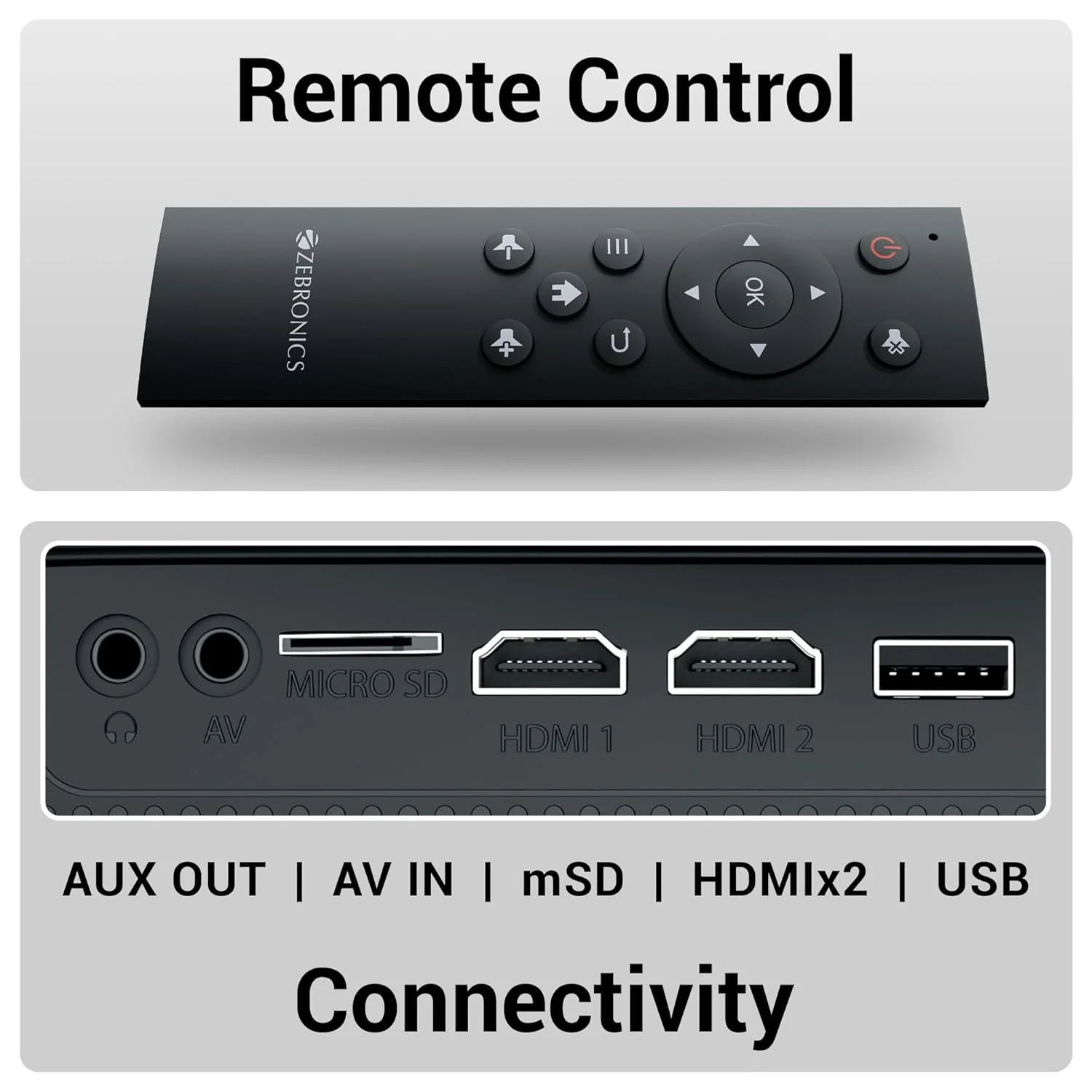 ZEBRONICS PIXAPLAY 55, Smart Projector, 8000 Lumens, 4K Support, 150 Inch Screen Size, Quad Core Processor - Image 5