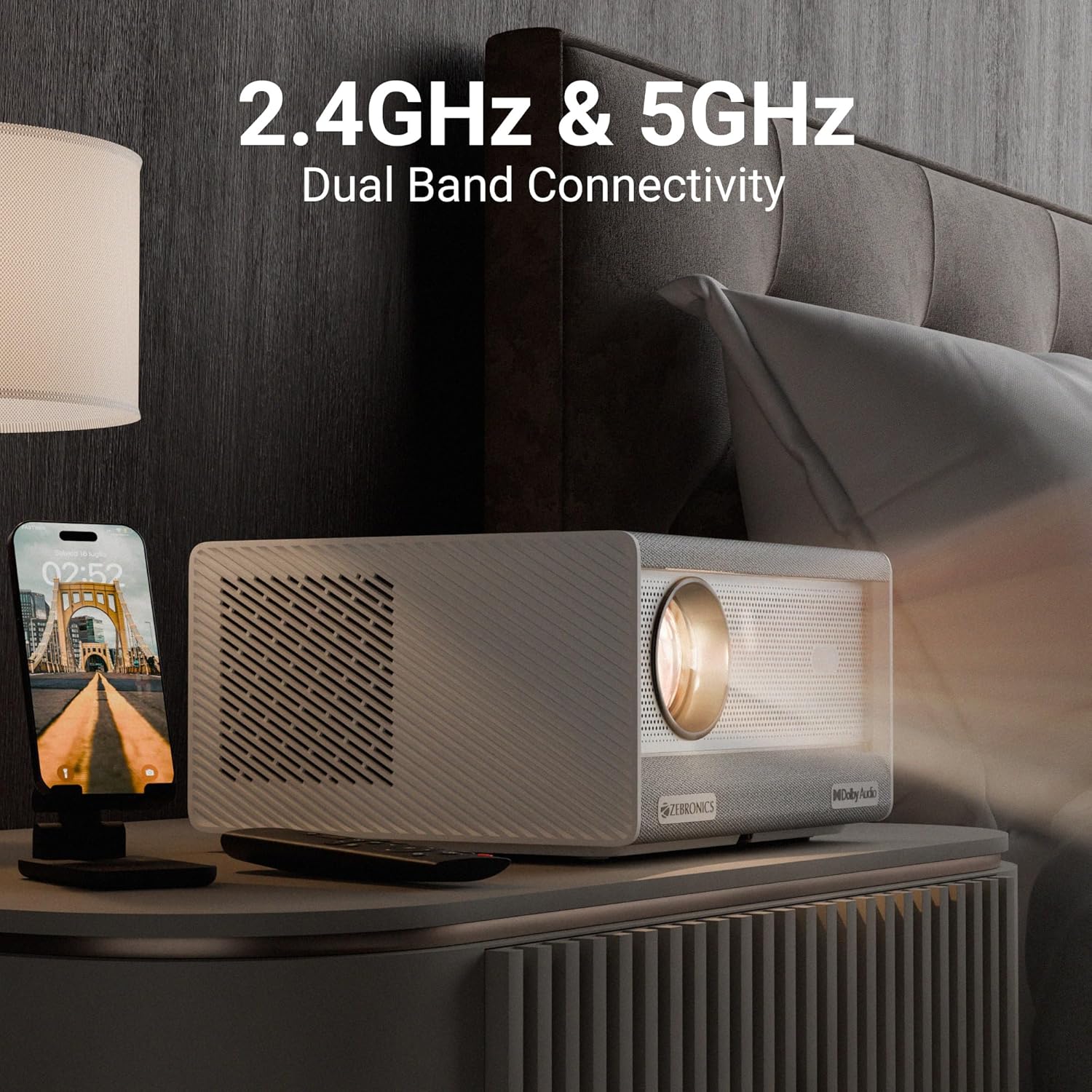 ZEBRONICS PIXAPLAY 68, Android Projector, Dolby Audio, 1080p, 13500 Lumens, 200" Screen Size, Dynamic Speaker, Auto[Focus | Keystone | Obstacle Detection | Screen fit], WiFi, HDMI(ARC), Miracast - Image 2