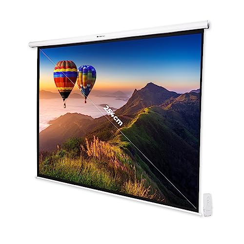 ZEBRONICS PSM100A Motorised Projector Screen, 100 inches, Roll Mechanism, Supports 4K, Matte Finish, 4:3 Aspect Ratio, High Gain Fabric, Control Pod, Remote Control, Wall & Ceiling Mountable