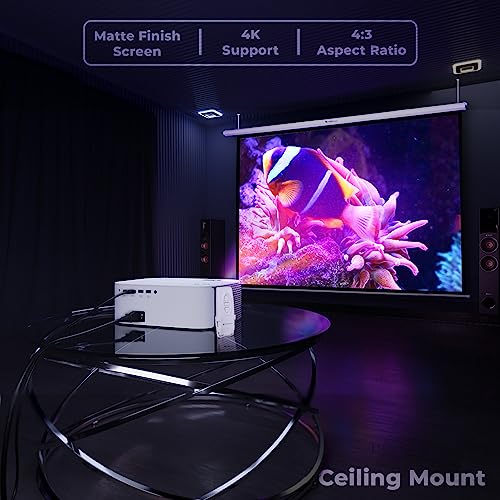 ZEBRONICS PSM100A Motorised Projector Screen, 100 inches, Roll Mechanism, Supports 4K, Matte Finish, 4:3 Aspect Ratio, High Gain Fabric, Control Pod, Remote Control, Wall & Ceiling Mountable - Image 3