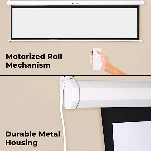 ZEBRONICS PSM100A Motorised Projector Screen, 100 inches, Roll Mechanism, Supports 4K, Matte Finish, 4:3 Aspect Ratio, High Gain Fabric, Control Pod, Remote Control, Wall & Ceiling Mountable - Image 6