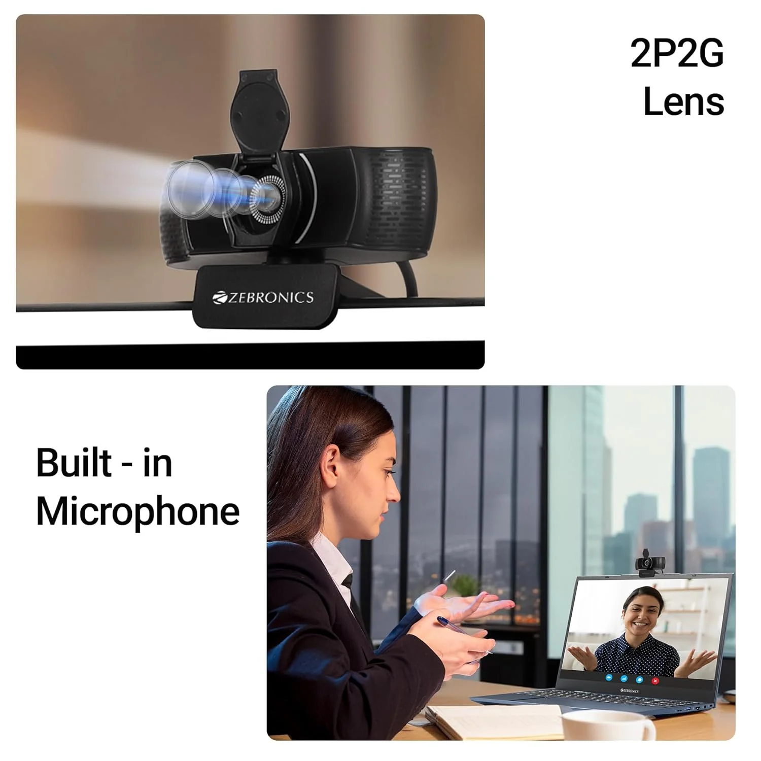 ZEBRONICS Pure Plus 4K Webcam, 3840 x 2160 (4K UHD), 30 FPS, Auto (Focus + White Balance + Brightness Correction), Built-in Microphone, Privacy Shutter, for Skype | Zoom | Meet | Teams - Image 6
