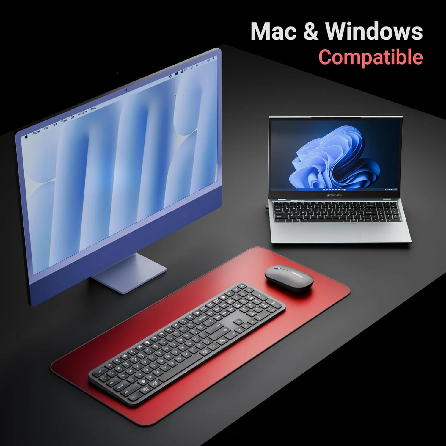 Zebronics Wireless Keyboard & Mouse Combo, 2.4GHz + Multi BT Toggle, Scissor Switch, Mac & Win Toggle, UV Coated Keys, Multimedia Keys, Upto 1600DPI, Type-C Charging, High Precision (Companion 5002) - Image 5