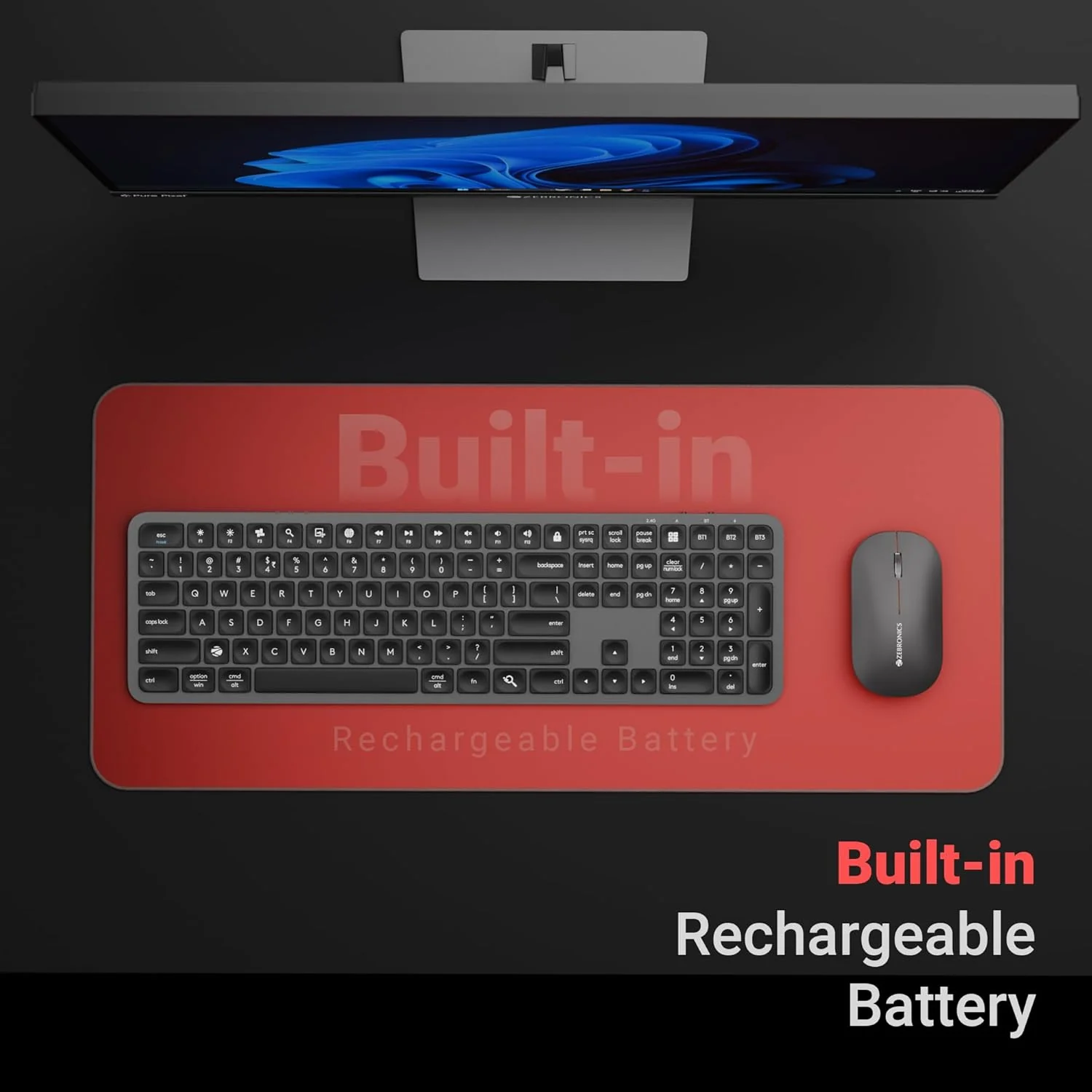 Zebronics Wireless Keyboard & Mouse Combo, 2.4GHz + Multi BT Toggle, Scissor Switch, Mac & Win Toggle, UV Coated Keys, Multimedia Keys, Upto 1600DPI, Type-C Charging, High Precision (Companion 5002) - Image 7