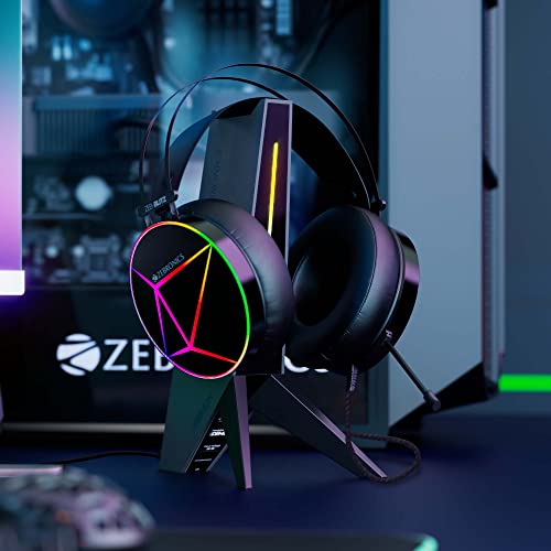 ZEBRONICS Zeb-Demon Tabletop Over Ear Gaming Wired Headphone Stand with RGB Led, Dual USB Ports, 3.5Mm Jack, Abs Material, 1.5 Meter USB Cable, Anti-Skid Bottom Grip and with Microphone - Image 4