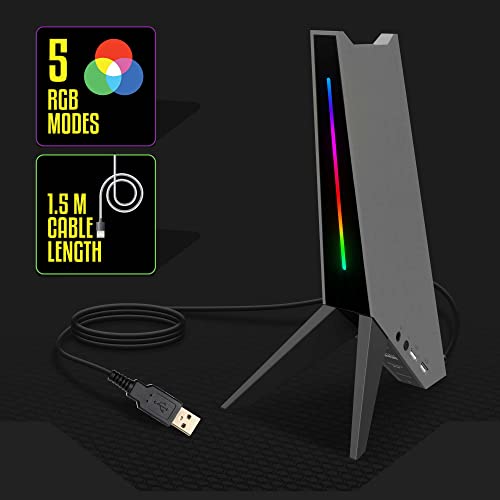 ZEBRONICS Zeb-Demon Tabletop Over Ear Gaming Wired Headphone Stand with RGB Led, Dual USB Ports, 3.5Mm Jack, Abs Material, 1.5 Meter USB Cable, Anti-Skid Bottom Grip and with Microphone - Image 5