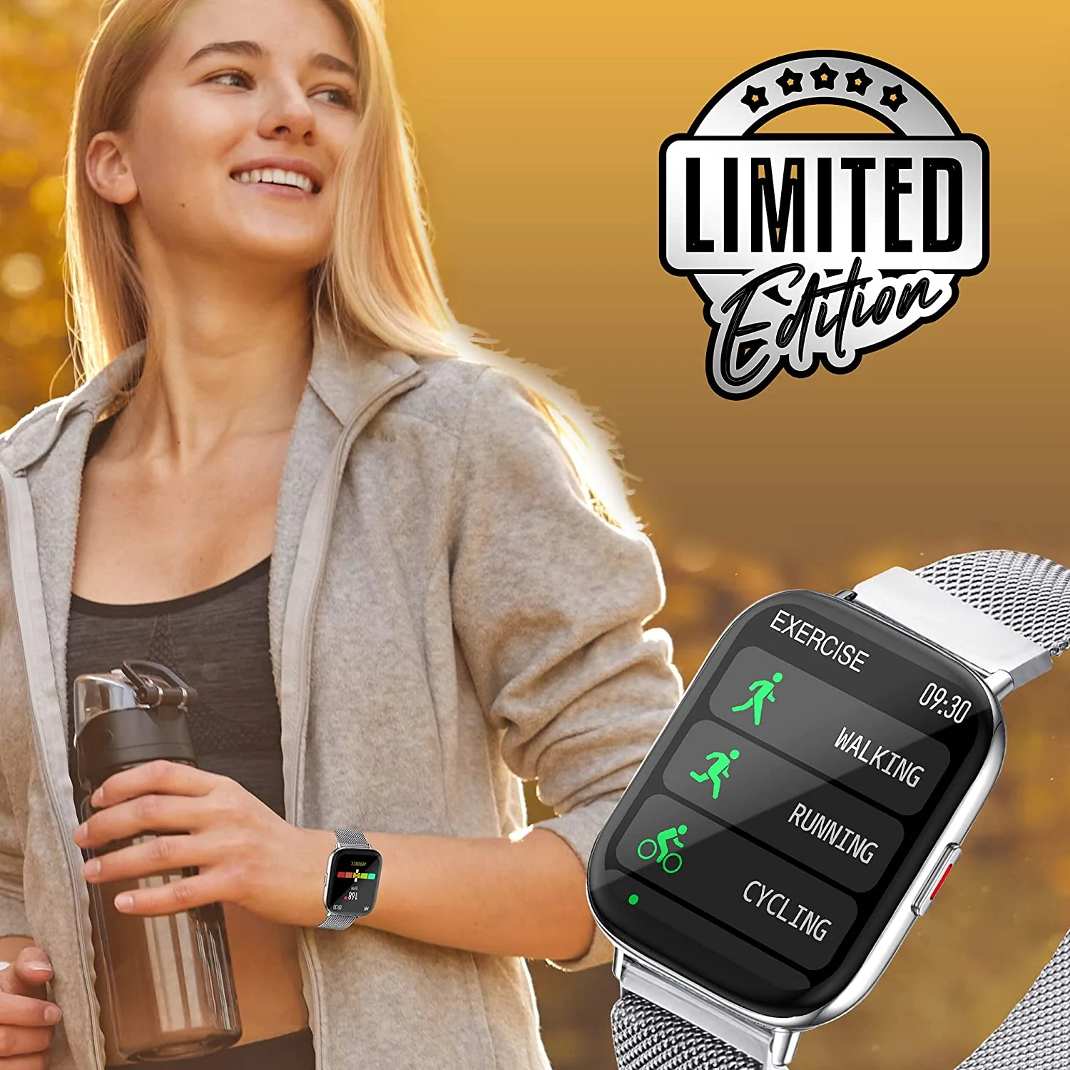 Zebronics Zeb-FIT5220CH Limited Edition Smart Fitness Watch,2.5D Curved Glass 4.4cm Square Display, Metal Body & Strap, SpO2/BP/HR Monitor, IP68 Water Proof, 8 Sports Mode - Image 4