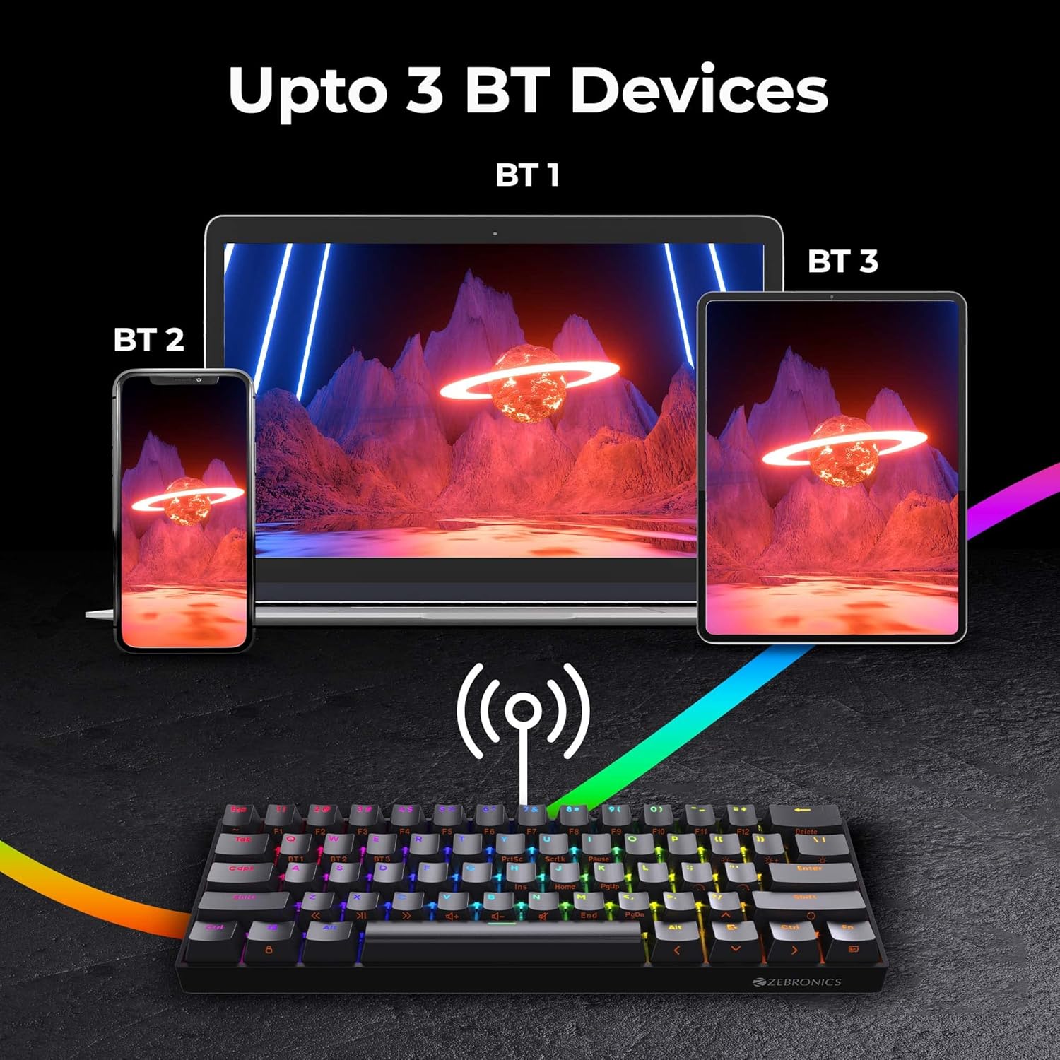 Zebronics ZEB-MAX NINJA 61 keys wireless mechanical keyboard - Image 3