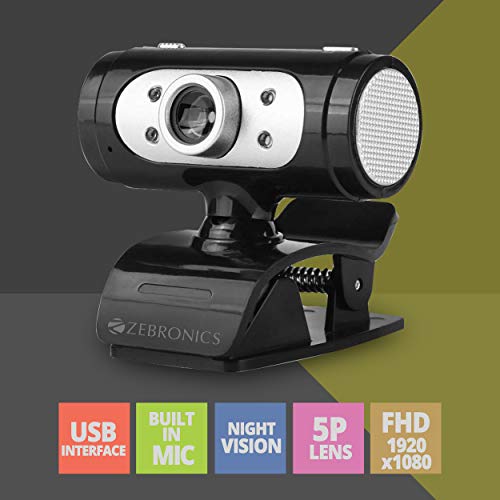 Zebronics Zeb-Ultimate Pro (Full HD) 1080p/30fps Webcam with 5P Lens, Built-in Mic, Auto White Balance, Night Vision, Manual Switch for LED (Black) - Image 7