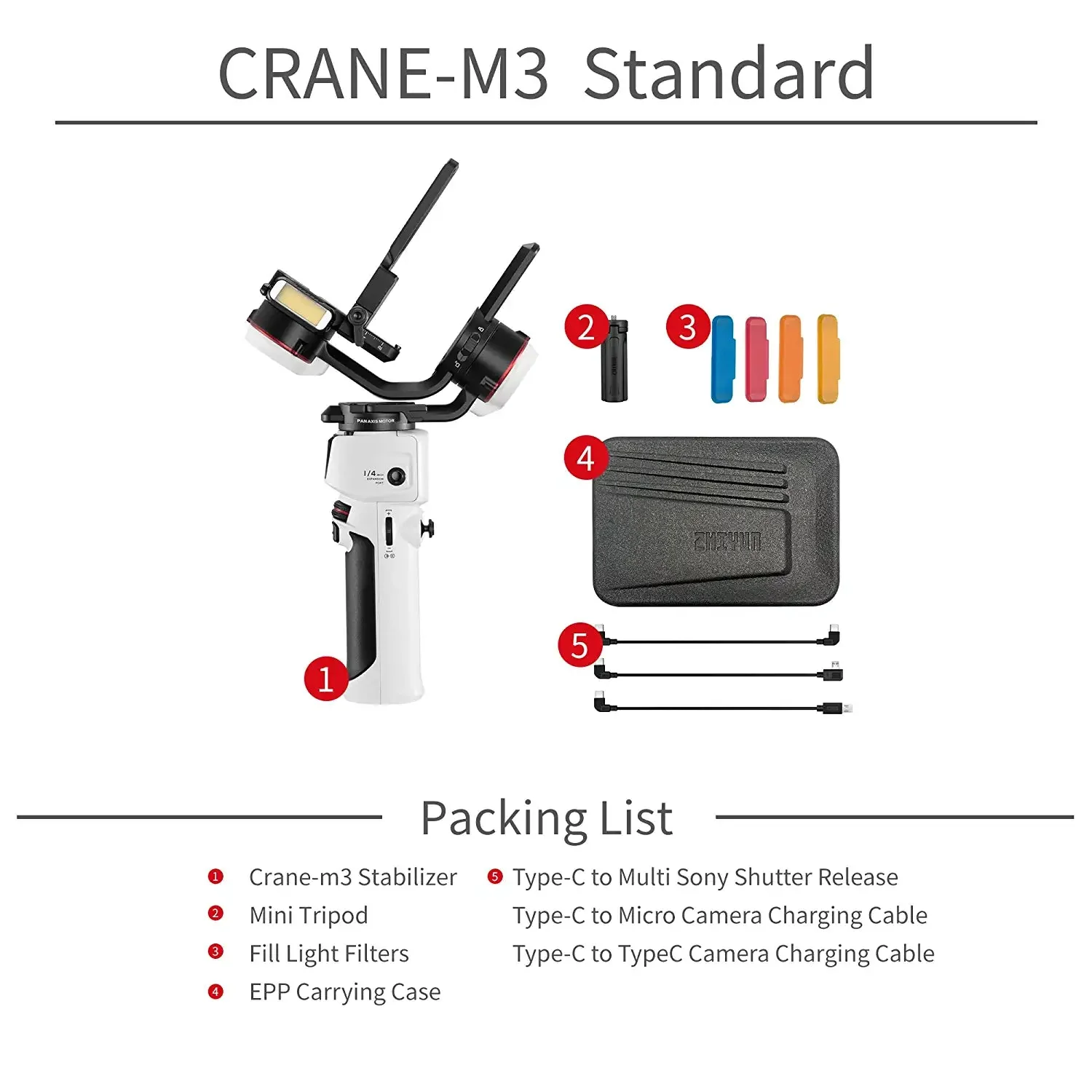 zhiyun Crane M3 Gimbal 3-Axis Handheld Stabilizer - All in One Design for Mirrorless Cameras, Smartphone, Action Cameras - Image 7